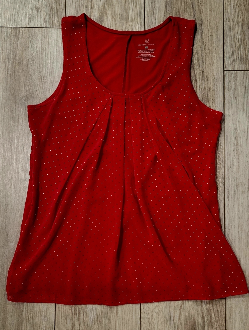 New York & Company Vivid Red Sleeveless Blouse Stud Accent Hardware Small